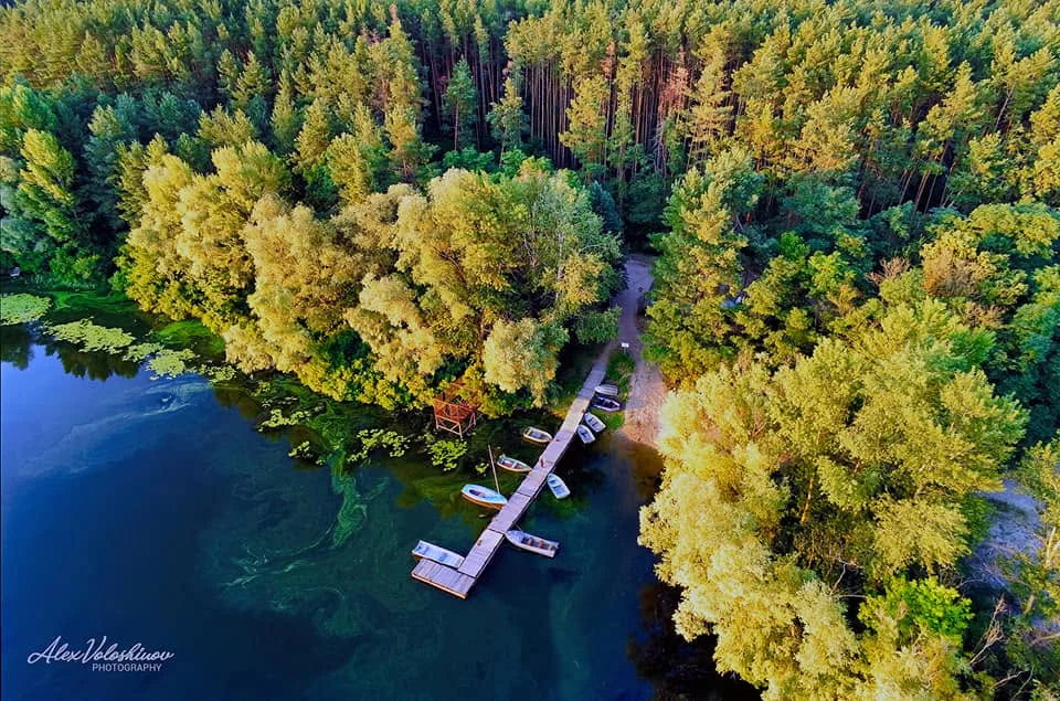 Boats at a forest landing in Prochorovka